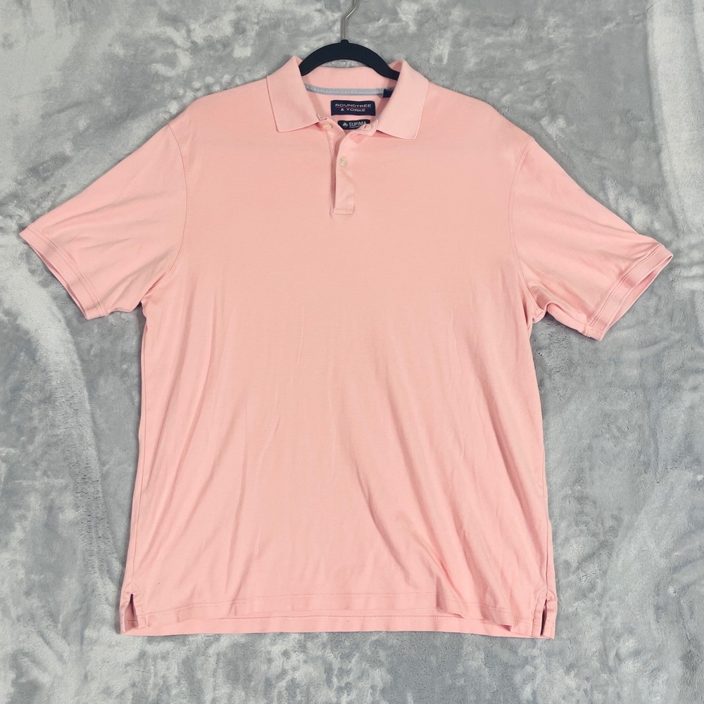 Roundtree & Yorke Polo Shirt Mens M Pink Excellent Supima Cotton Short Sleeve